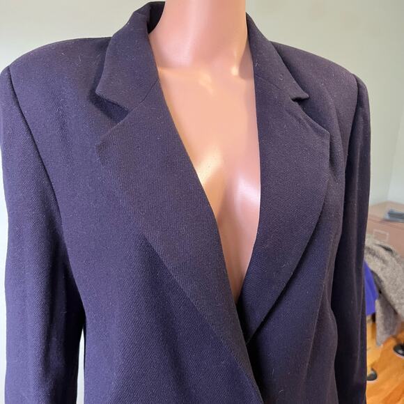 Sag Harbor Vintage Wool Blazer 10 Navy Blue Academia Career Business Preppy Boxy - Picture 2 of 5